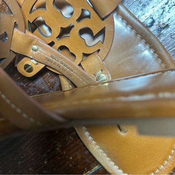 Tory Burch miller sandals size 13 in brown genuine leather flat - Picture 7 of 9